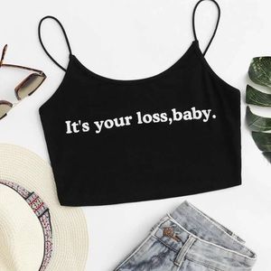 Graphic slogan crop top - it’s your loss baby